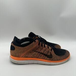Mens Size 12 Nike Free 4.0 Flyknit Orange Running Athletic Sneakers 631053-011